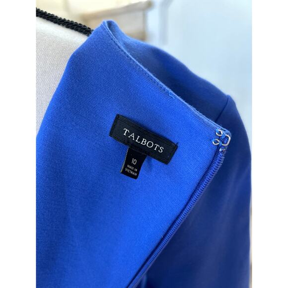 NWOT Talbots Cobalt Blue Blouson Sleeve Lace Knee Length Career Sheath Dress - Picture 8 of 9